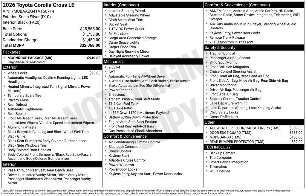 2026 Toyota Corolla Cross LE