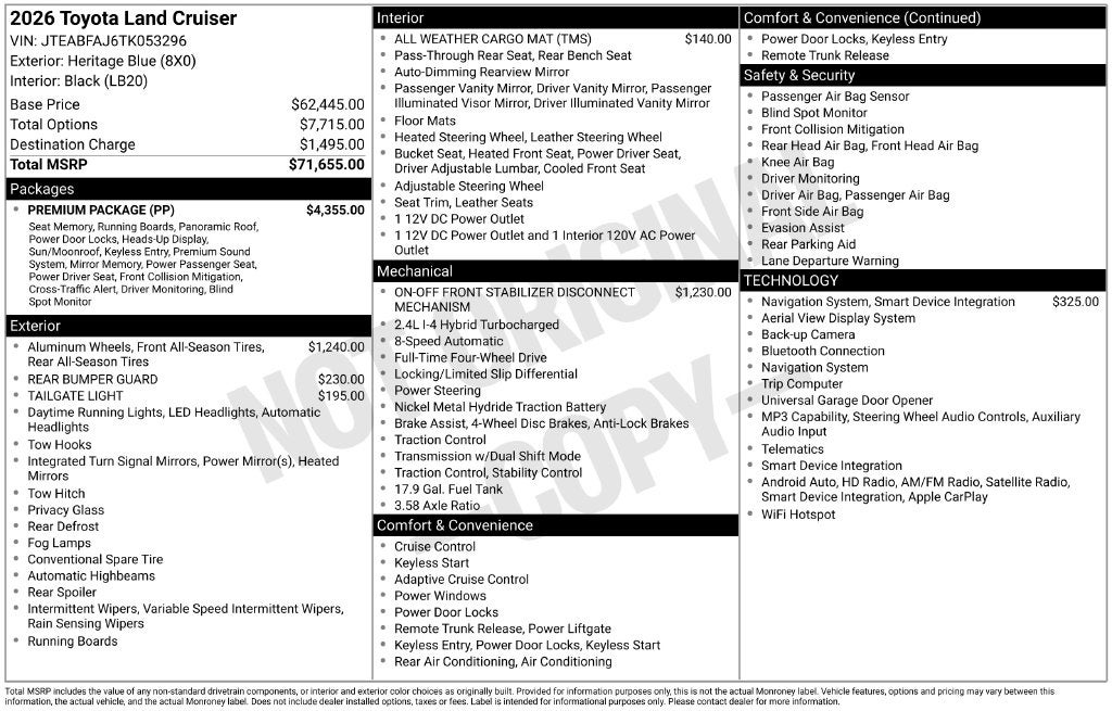 2026 Toyota Land Cruiser Base