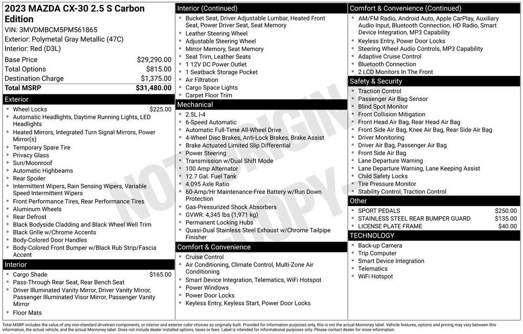 2023 Mazda Mazda CX-30 2.5 S Carbon Edition