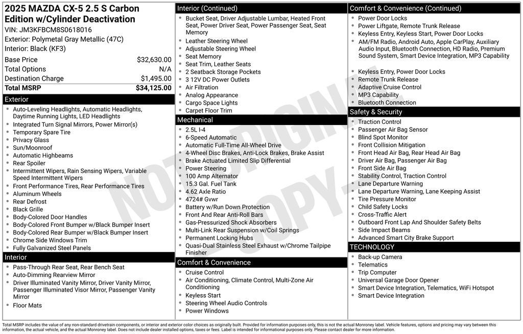 2025 Mazda Mazda CX-5 2.5 S Carbon Edition