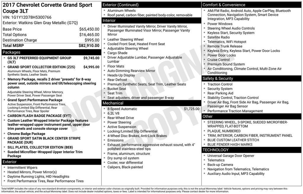 2017 Chevrolet Corvette Grand Sport Grand Sport 3LT