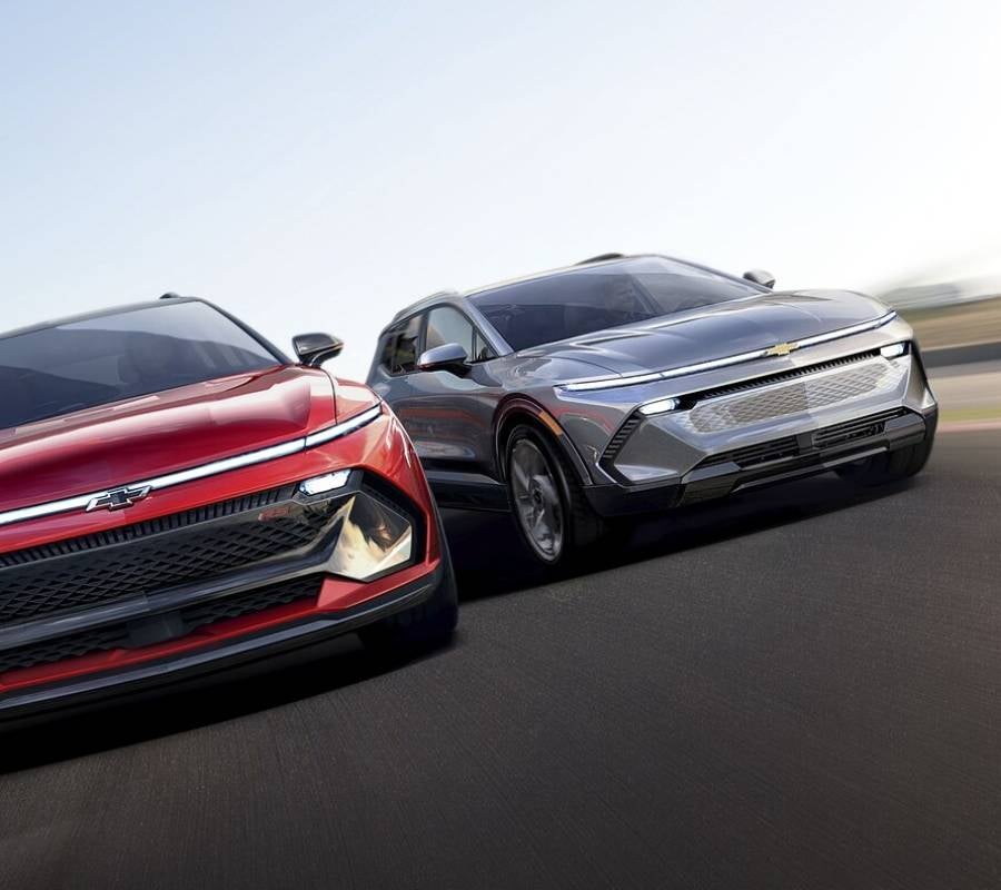 two Chevy Evs on a race track from Fitzgerald Chevrolet of Hagerstown in Hagerstown MD 